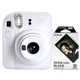 FUJIFILM INSTAX MINI 12 Instant Film Camera (Clay White) + Instant Film (Black)