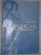 ORIGINAL MAMIYA INSTRUCTION MANUAL FOR MAMIYA 645 AF MEDIUM FORMAT FILM CAMERA