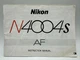 Nikon N4004s AF Genuine Original User Instruction Manual Guide Printed In Japan