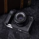 Vintage Genuine Leather Half-Wrap Camera Case for Fuji X-H2S XH2S Case Black