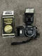 Vintage Konica FS-1 35mm SLR Film Camera Body Japan Manual Focus Sunpak Flash
