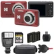 Kodak PIXPRO FZ55 Digital Camera (Red) + Extra Battery + Flash - 128GB Kit
