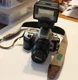 Nikon N60 35mm film camera with Vivitar flash & Quantaray sun filter w/strap SLR
